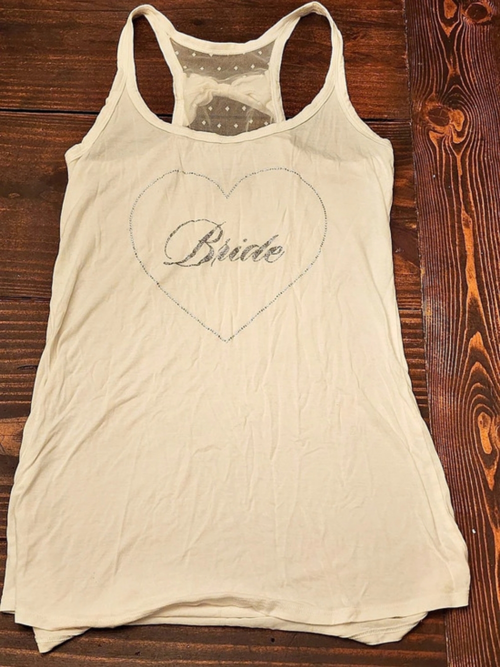 Victoria's Secret Bride Rhinestone Heart Racerback Tank Large White